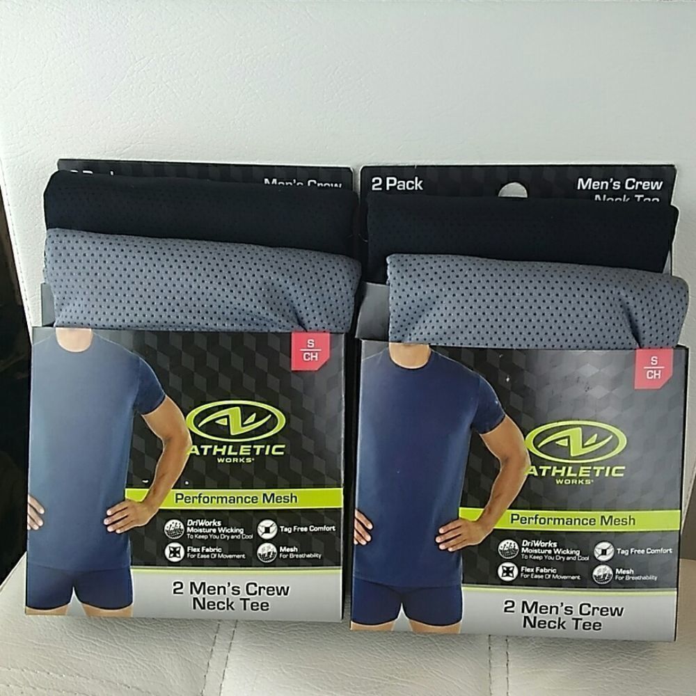 Athletic Works mesh set of 4 men's crew neck tees - Picture 1 of 8